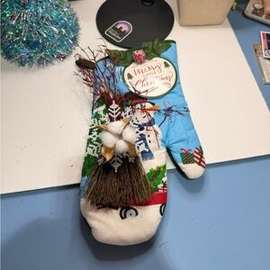 Festive Blue Holiday Oven Mitt